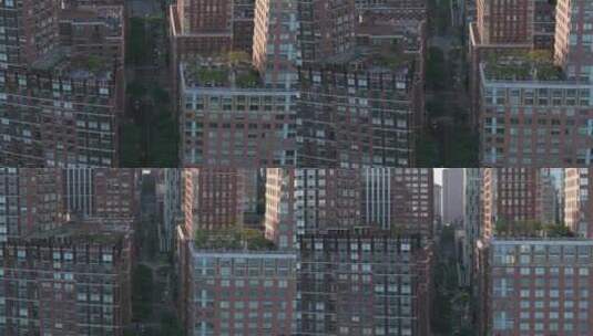 航拍纽约曼哈顿炮台公园汽车街道摩天大楼高清在线视频素材下载