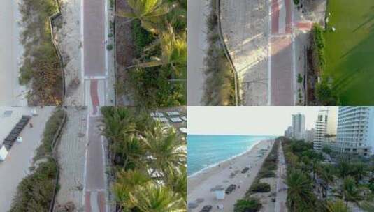 迈阿密海滩中滩长廊和公园，佛罗里达州，美国。-天线高清在线视频素材下载
