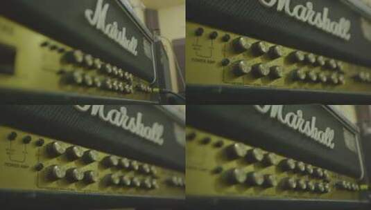 Marshall电吉他音箱操作旋钮特写高清在线视频素材下载