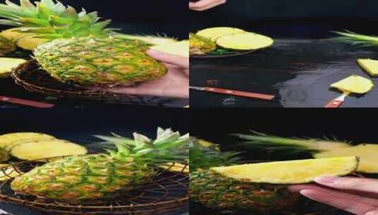 新鲜凤梨 海南金钻凤梨 菠萝高清在线视频素材下载