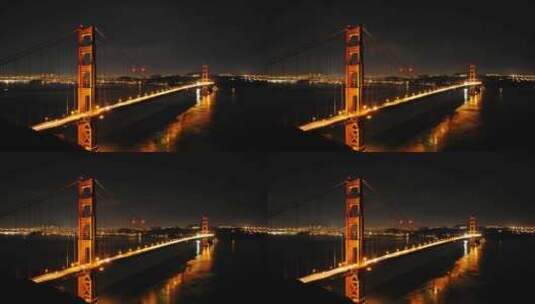夜晚跨河大桥的延时拍摄高清在线视频素材下载