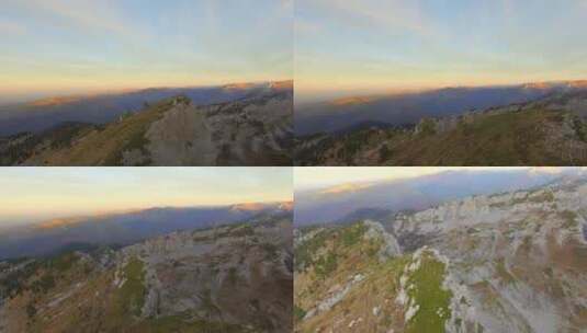 日落时的山景鸟瞰图高清在线视频素材下载
