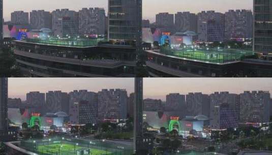 航拍上海三迪凯悦酒店露天网球场高清在线视频素材下载