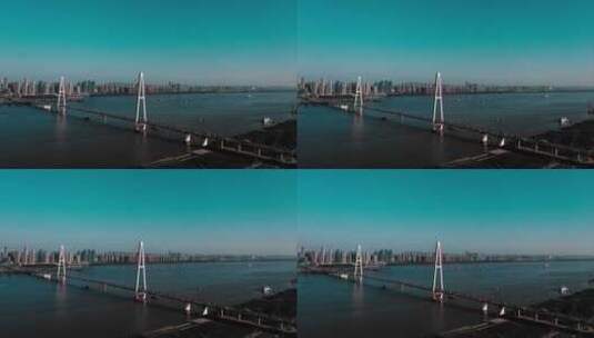 武汉白沙洲大桥航拍延时摄影高清在线视频素材下载