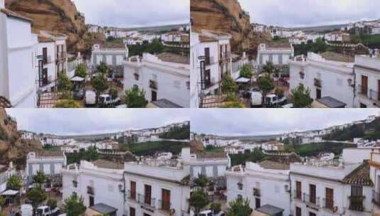 西班牙安达卢西亚加的斯省塞特尼尔·德拉斯·博德加斯美丽的村庄。洞穴建筑高清在线视频素材下载