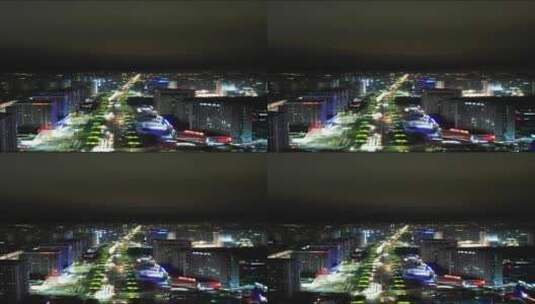 江苏淮安城市夜景灯光竖屏航拍高清在线视频素材下载