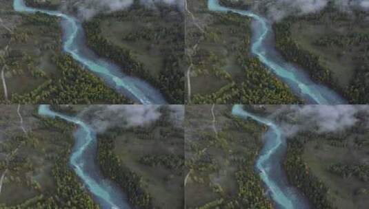 喀纳斯河 冰川河流 新疆河流高清在线视频素材下载