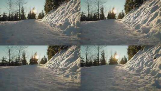 阳光洒在雪地上高清在线视频素材下载