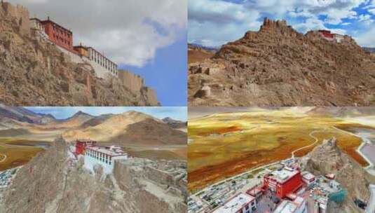 航拍延时西藏日土宗遗址伦珠曲顶寺高清在线视频素材下载
