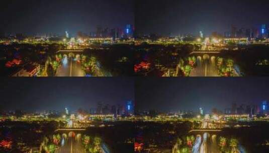 荆州古城夜景延时高清在线视频素材下载