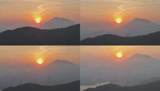 深圳最高山清晨平流雾航拍高清在线视频素材下载