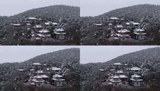 洛阳龙门石窟香山寺雪景高清在线视频素材下载