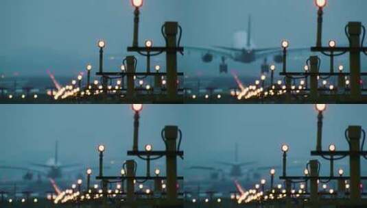 清晨飞机场 机场飞机降落高清在线视频素材下载