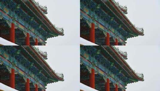 北京景山公园冬季下雪天风光高清在线视频素材下载