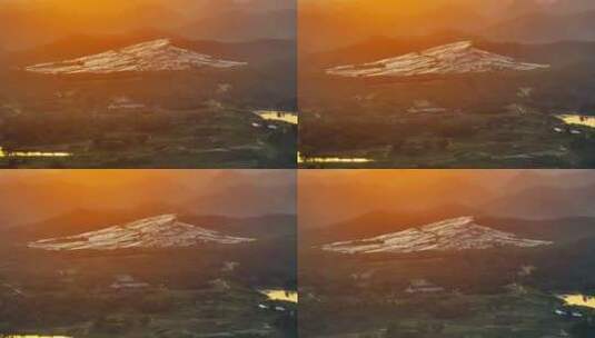 落日下的山坡太阳能光伏发电航拍高清在线视频素材下载