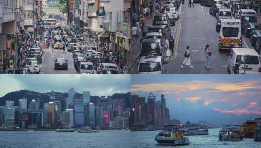 香港街道维多利亚港城市空境4K画质高清在线视频素材下载