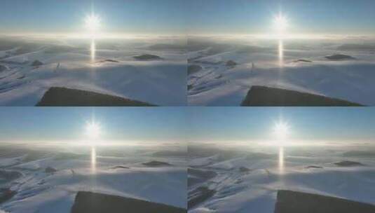 航拍呼伦贝尔雪域雪原暮色高清在线视频素材下载