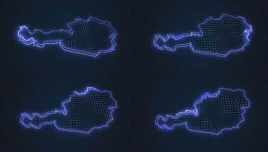 3D移动霓虹蓝奥地利地图边界轮廓循环背景高清在线视频素材下载