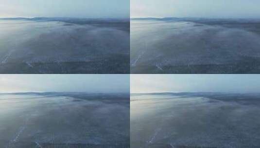 航拍中国冷极村冬季雾凇幻日奇景高清在线视频素材下载