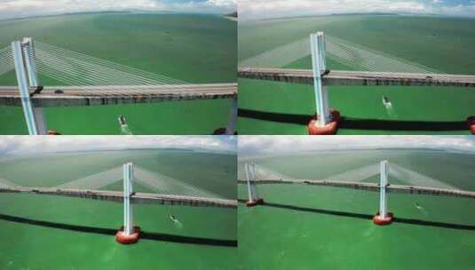 航拍中国广东汕头南澳岛南澳跨海大桥高清在线视频素材下载