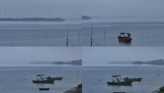 海南南渡江渔船高清在线视频素材下载