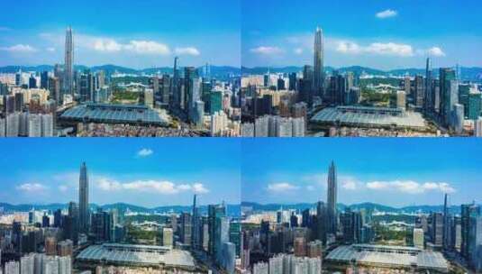 深圳城市天际线蓝天延时高清在线视频素材下载