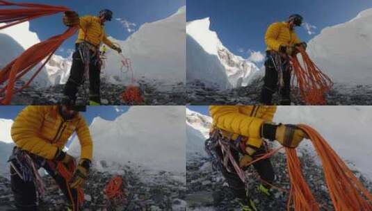 登山者盘绳高清在线视频素材下载