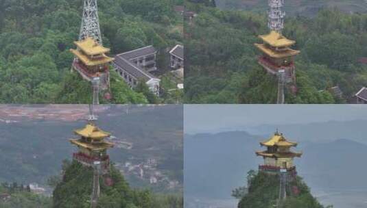 湖南怀化飞山景区航拍高清在线视频素材下载