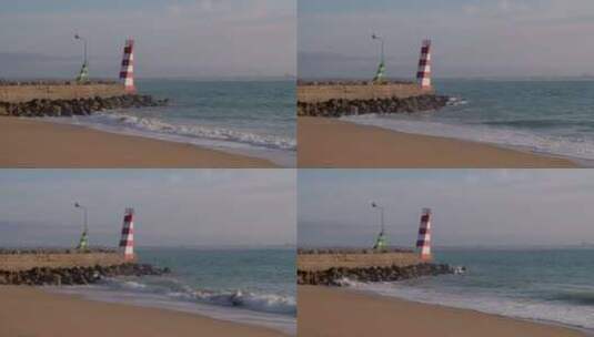 葡萄牙拉各斯港海滩上斯洛运动中的波浪和信高清在线视频素材下载