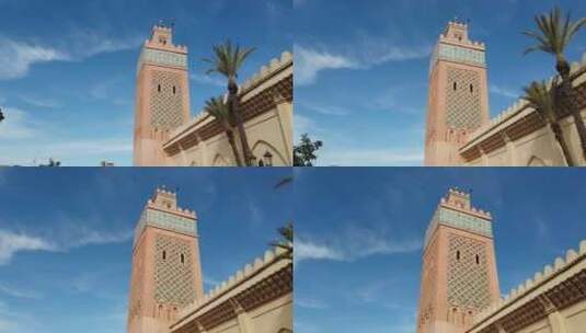 马拉喀什街头的清真寺高清在线视频素材下载