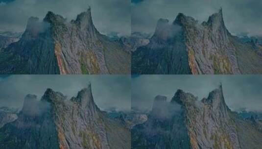 高山和烟雾的天空4K高清在线视频素材下载