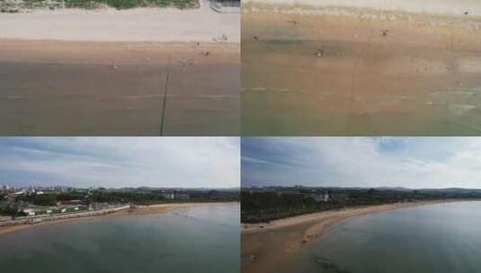 蓝色海洋大海沙滩夏日风景航拍高清在线视频素材下载
