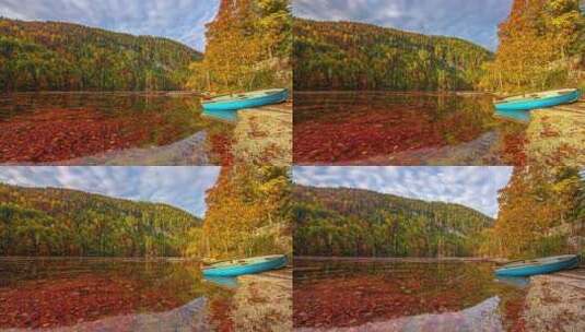 秋天的湖泊风景高清在线视频素材下载