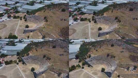 鸟瞰莱顿古希腊城的古剧院4K高清在线视频素材下载