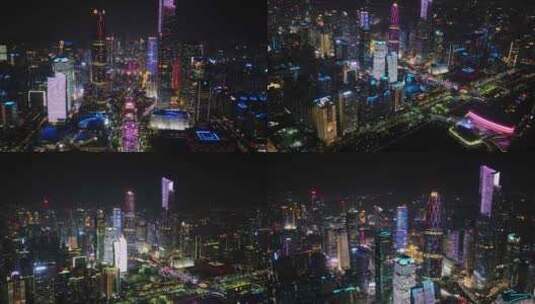 广州珠江新城CBD夜景繁华城市航拍高清在线视频素材下载