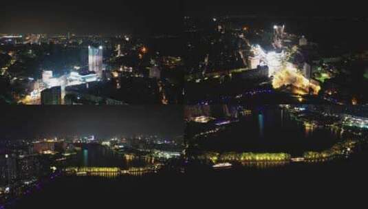 江西九江夜景航拍高清在线视频素材下载