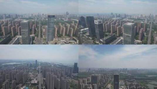 安徽合肥云谷路交通高楼航拍高清在线视频素材下载