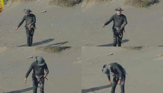 风筝冲浪，人，运动，绳索高清在线视频素材下载