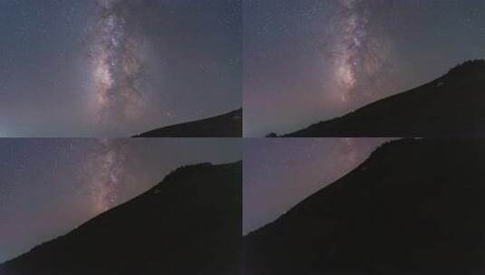 户外夜晚星空银河延时高清在线视频素材下载