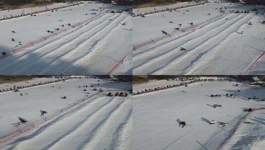 青岛北宅滑雪场航拍风光高清在线视频素材下载