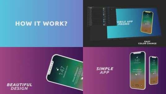 简单时尚手机应用推广幻灯片AE模板高清AE视频素材下载