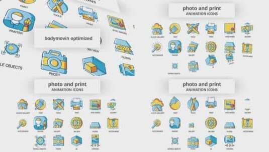 创意线条照片打印图标动画展示AE模板高清AE视频素材下载