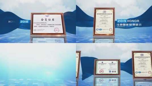 画面简洁蓝色证书荣誉图文展示AE模板高清AE视频素材下载