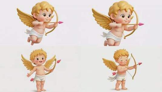 丘比特卡通形象持弓箭高清在线视频素材下载