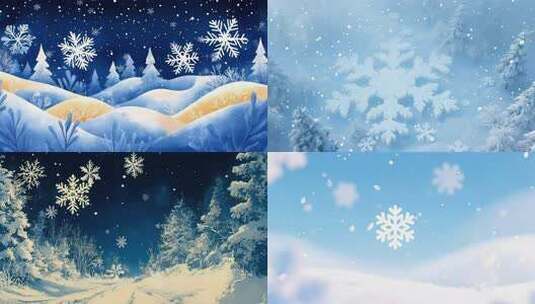 唯美雪花飘落场景背景高清在线视频素材下载