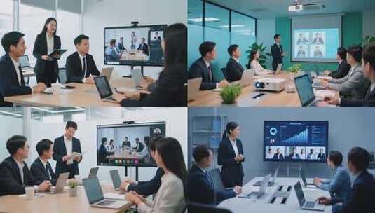 商务人士会议室汇报工作场景高清在线视频素材下载