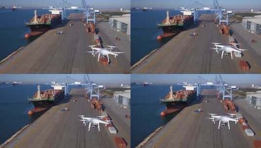 港口集装箱货轮航拍素材高清在线视频素材下载