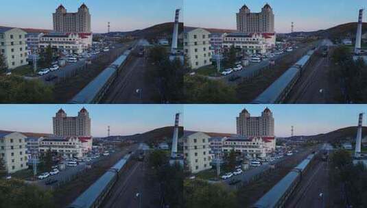 内蒙古阿尔山小镇航拍高清在线视频素材下载