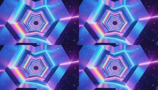 几何建筑空间抽象艺术浪漫梦幻霓虹隧道4K高清在线视频素材下载