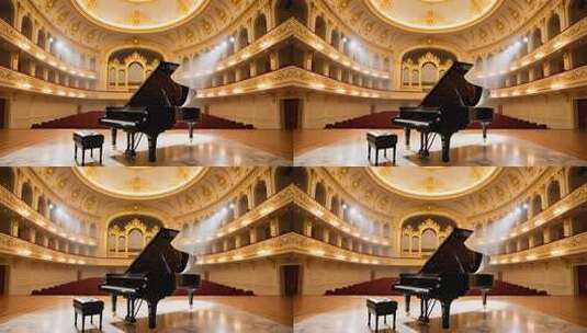 金色音乐厅钢琴演奏背景4K高清在线视频素材下载